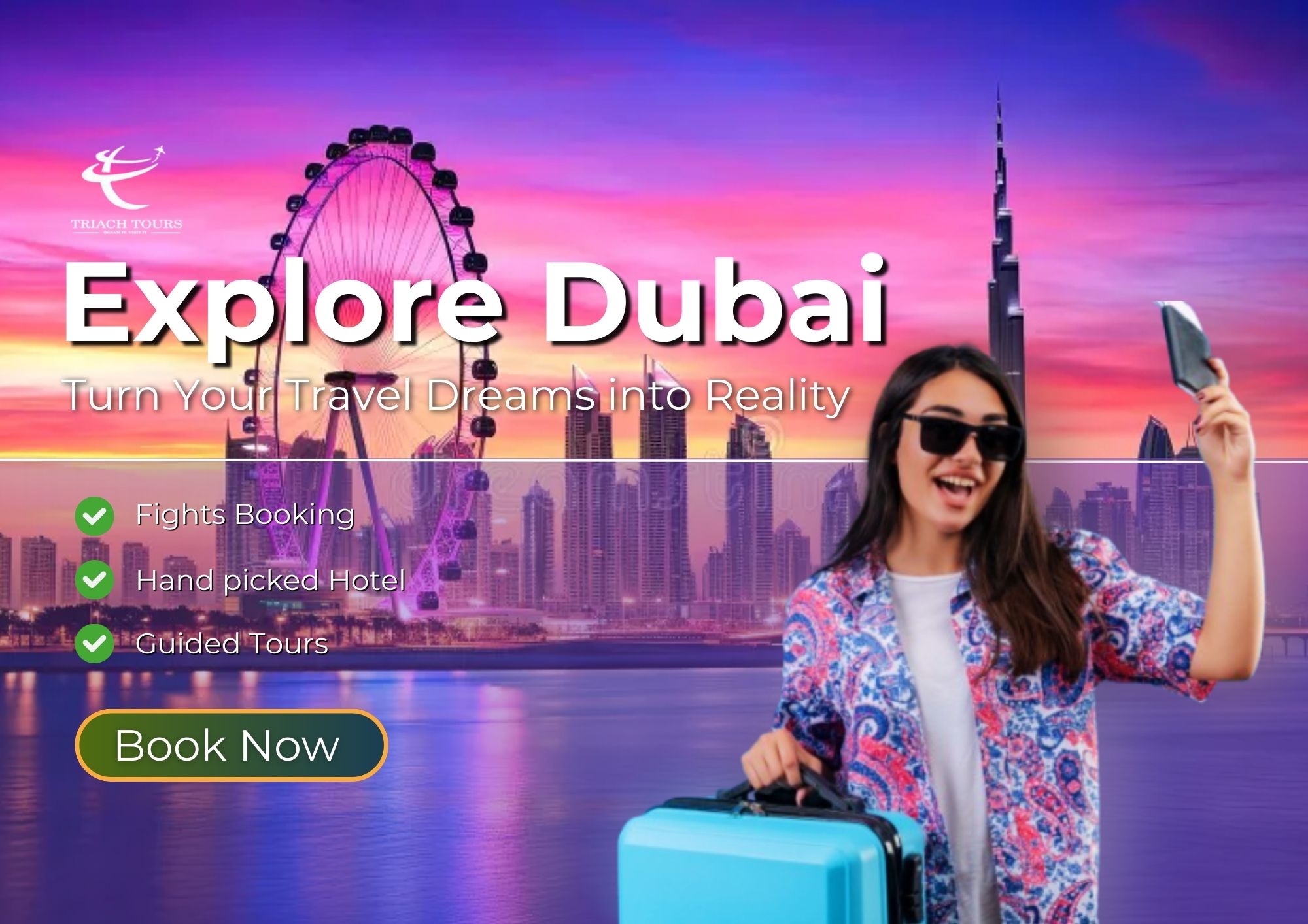 Dubai Tour Packages - A vibrant promotional image showcasing Dubai’s iconic landmark